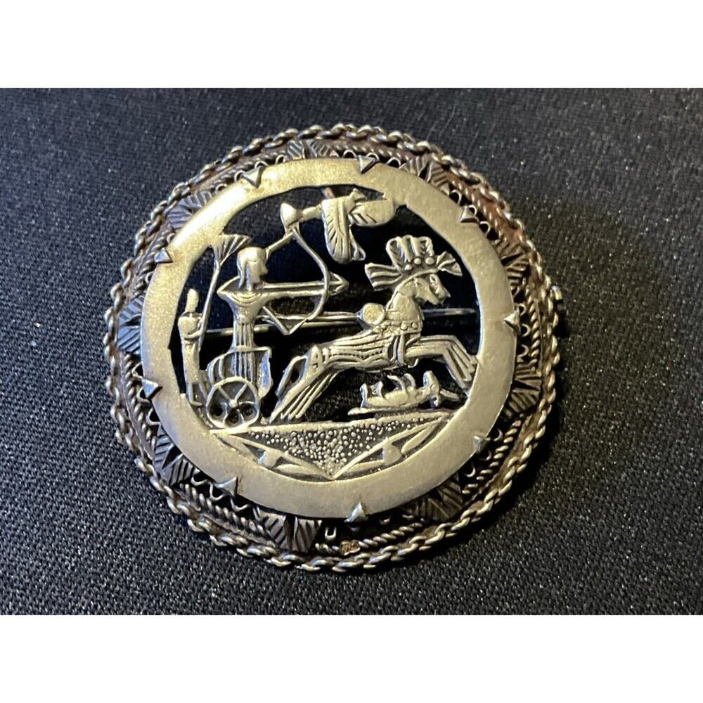 Sterling Vintage Egyptian Revival Brooch Pendant Tube Closure